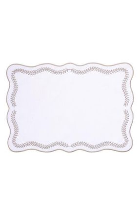 Vietri Tessuti Set of 4 Rectangular White Linen Placemats with Grey Ivy Embroidery in Natural at Nordstrom