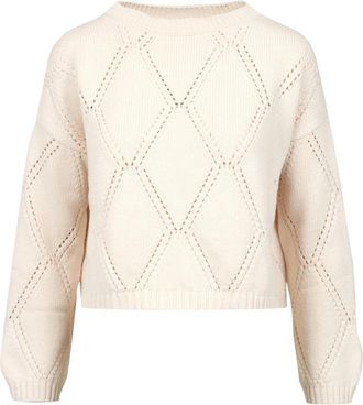 Max Mara Round-neck Truien - Dames - Ronde hals truien - Beige - S - Katoen - Truien & Vesten