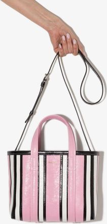 Balenciaga small Barbes East-West striped shopper tote - women - Lambskin - OS - Pink
