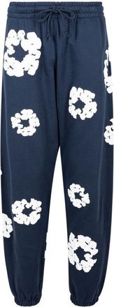 Denim Tears Cotton Wreath-print track pants - men - Cotton - M - Blue