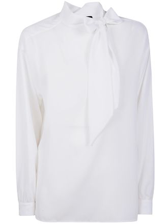 Emporio Armani Womens Bow-tie Blouse - White - Size EU 48 (Womens)