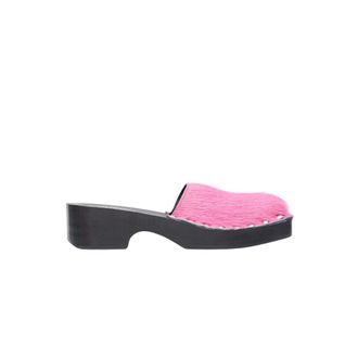 Acne Studios Schoenen, Dames, Roze, 40 EU, Leer, Hairy Wood Clogs