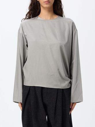 Eleh Long-Sleeved Crew Neck Top with Tie-Waist Belt and Dropped Shoulders
