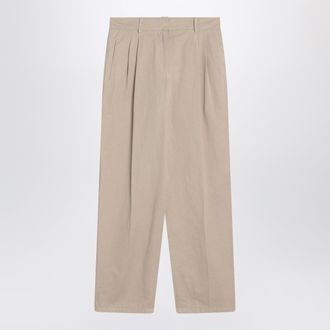 The Row Lilas light khaki cotton and linen trousers