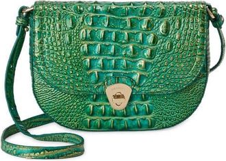 Brahmin Portia Croc Embossed Leather Crossbody Bag in Jungle Jewel at Nordstrom