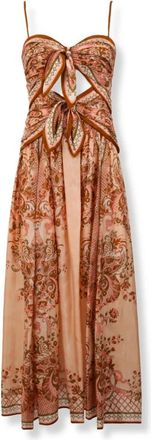 Zimmermann Kleedjes, Dames, Veelkleurig, M, Aster Scarf Midi Jurk