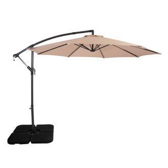 MonsterShop Cantilever Parasol 3m With Square Base - Beige
