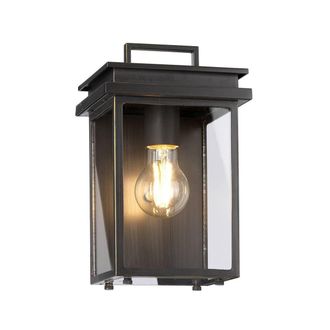 Netlighting Glenview Outdoor 1 Light Wall Lantern Antique Bronze IP44 E27 in Brown