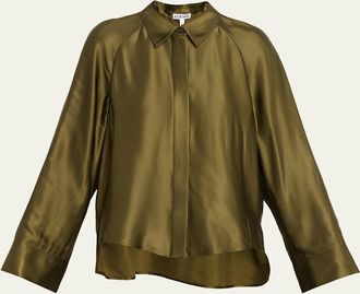 Loewe Satin Button-Down Cape Shirt