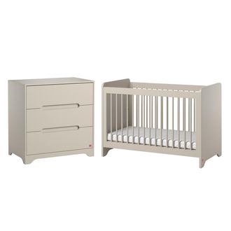 Vox Cuna Beb&eacute; 60x120 Y C&oacute;moda 3 Cajones Vox Ova Beige