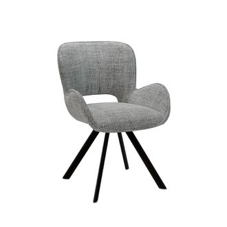 Koketto Home Silla elegante gris claro con reposabrazos bajos acolchados