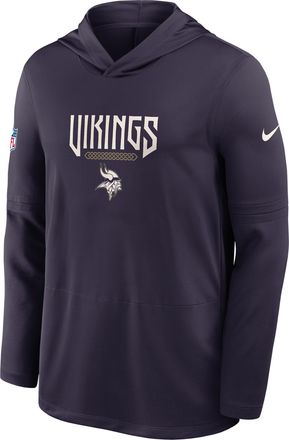 Nike Minnesota Vikings Rivalries Collection Sideline Nike Mens Dri-FIT NFL Long-Sleeve Hooded Top in Purple | 03B956W9M-DMX