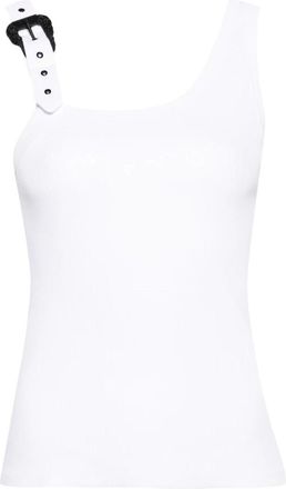 Versace Jeans Couture Witte Barok Gesp Tank Top - Dames - Tops zonder mouwen - Wit - 2XS - Katoen - Tops
