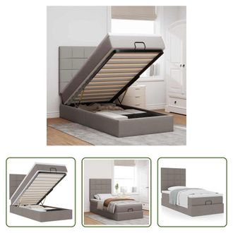 vidaXL Vidaxl Estructura De Cama Otomana Colch&oacute;n Tela Gris Pardo 90x190cm