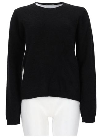 P.A.R.O.S.H. Soft-Fuzzy Black Pullover Sweater with Round Neckline