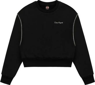 Colmar cropped topstitching sweatshirt - women - Cotton/Polyester - S - Black