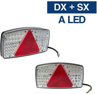 AMA Coppia Fanale Faro Posteriore A Led Sx + Dx 12v Per Rimorchi Portabarche 35113/1