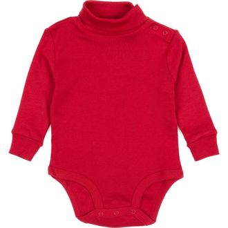 Leveret Cotton Neutral Solid Turtleneck Bodysuit in Red at Nordstrom, Size 12-18M