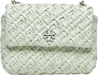 Tory Burch Britten Woven - Dames - Schoudertassen - Groen - ONE Size - Leer - Tassen