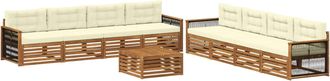 vidaXL Conjunto De Sof&aacute;s De Exterior 9 Uds. Natural Y Crema Vidaxl