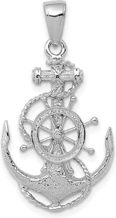 Diamond2Deal 14K White Gold Medium Anchor Wheel Pendant