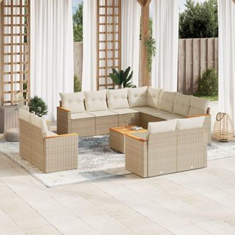 vidaXL Set De Sof&aacute;s De Jard&iacute;n 12 Pzas Y Cojines Rat&aacute;n Sint&eacute;tico Marr&oacute;n Vidaxl