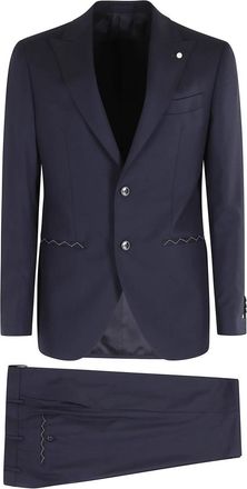 Luigi Bianchi Mantova Single-breasted Pak - Heren - Business pakken - Blauw - M - Kostuums