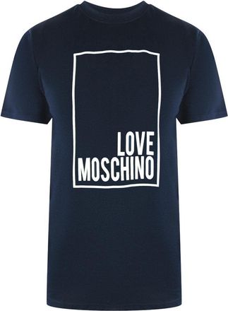 Love Moschino Heren Box Logo T-shirt (Marineblauw)