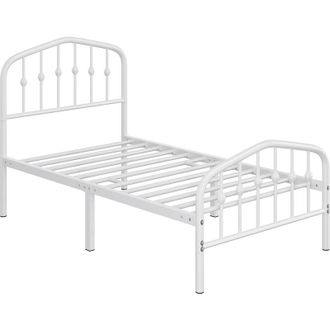 Yaheetech Yaheetech - Struttura Letto Moderno in Metallo con Testiera Rete a Doghe per Camera 90 &times; 200 cm Bianco