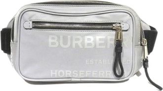Burberry Pre-owned Belt Bags, female, Gray, Size: ONE SIZE Pre-owned Horseferry Nylon Leather Waist Bag