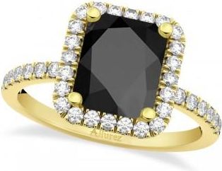 Allurez Black Onyx & Diamond Engagement Ring 14k Yellow Gold (3.32ct)