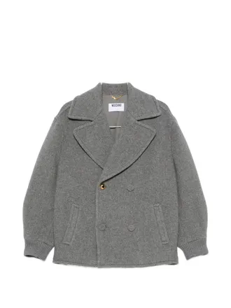Moschino Heart-Motif Button Double-Breasted Jacket - Grey