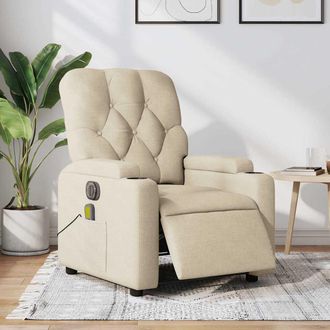 vidaXL Vidaxl - Sill&oacute;n Reclinable De Masaje El&eacute;ctrico Tela Color Crema
