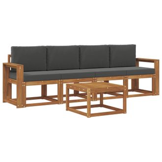 vidaXL Conjunto De Sof&aacute;s De Exterior 5 Pcs Natural Y Antracita Vidaxl