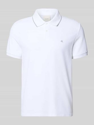 Calvin Klein Poloshirt mit Logo Stitching aus reiner Baumwolle in Weiss, Gr&ouml;&szlig;e XXL