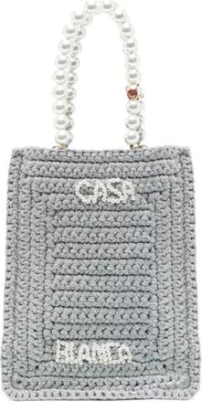 Casablanca Mini Gehaakte Boodschappentas - Dames - Shoppers - Grijs - ONE Size - Tassen