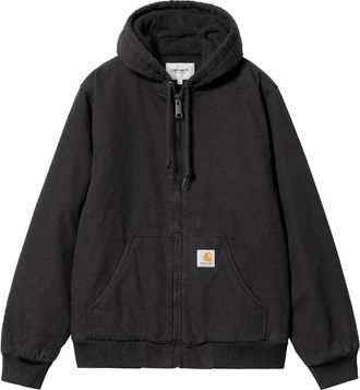 Carhartt Work in Progress Zwarte Actieve Jas Waterdicht Ge&iuml;soleerd Capuchon - Heren - Vesten met rits - Zwart - XL - Leer - Hoodies & sweatvesten