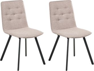 Beliani Set of 2 Dining Chairs Armless Scandinavian Design Easy Clean Upholstery Light Brown Carver