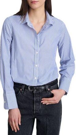 Alex Mill Val Stripe Poplin Button-Up Shirt in Blue/White at Nordstrom Rack, Size Xx-Small