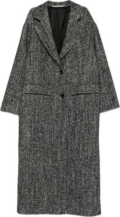 Tagliatore herringbone single-breasted coat - Black