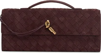 Bottega Veneta Long Andiamo Intrecciato Suede Clutch in 6147 Deep Mahogany at Nordstrom