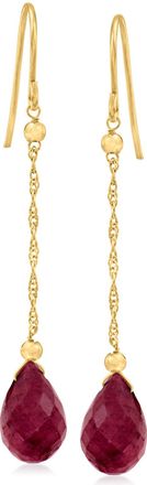 Canaria Canaria Ruby Teardrop Earrings in 10kt Yellow Gold