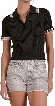 Elan Womens Penny Knit Polo Top In Black