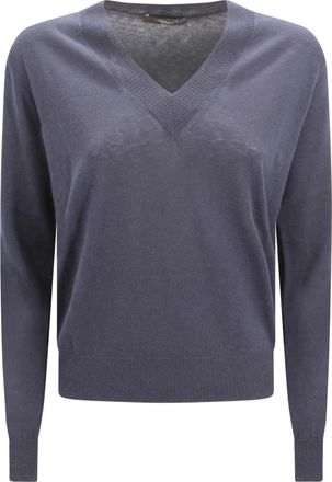 Max Mara V-neck Knitwear, female, Blue, M, V-neck Knitwear