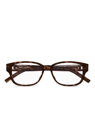 Saint Laurent Eyewear rectangle-frame glasses - unisex - Acetate - 55 - Brown