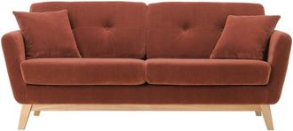 Concept Usine Sof&aacute; escandinavo de 3 plazas de pana terracota