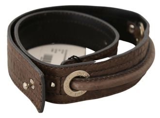 Costume National Leather with Silver Tone Fastening Belt - Brown