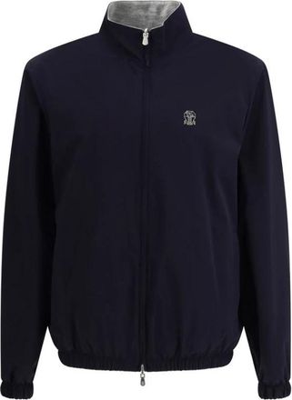 Brunello Cucinelli Jassen, Heren, Blauw, L, Kasjmier, Blauw Polyamide Shell Jacket