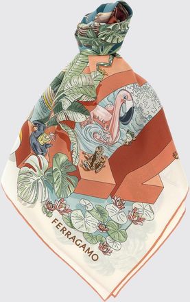 Ferragamo Foulard quadrato in pura seta con stampa grafica