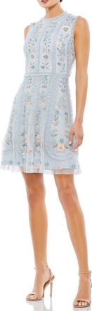 Mac Duggal Sequin Floral Tulle Cocktail Dress in Powder Blue at Nordstrom, Size 12